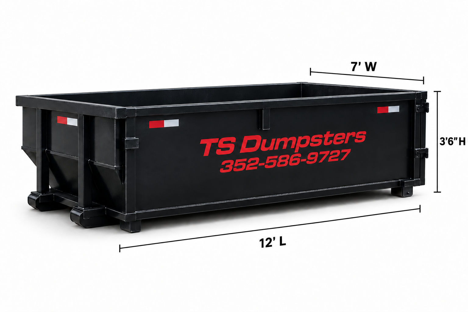 TS Dumpsters 12 yard dumpster with dimensions